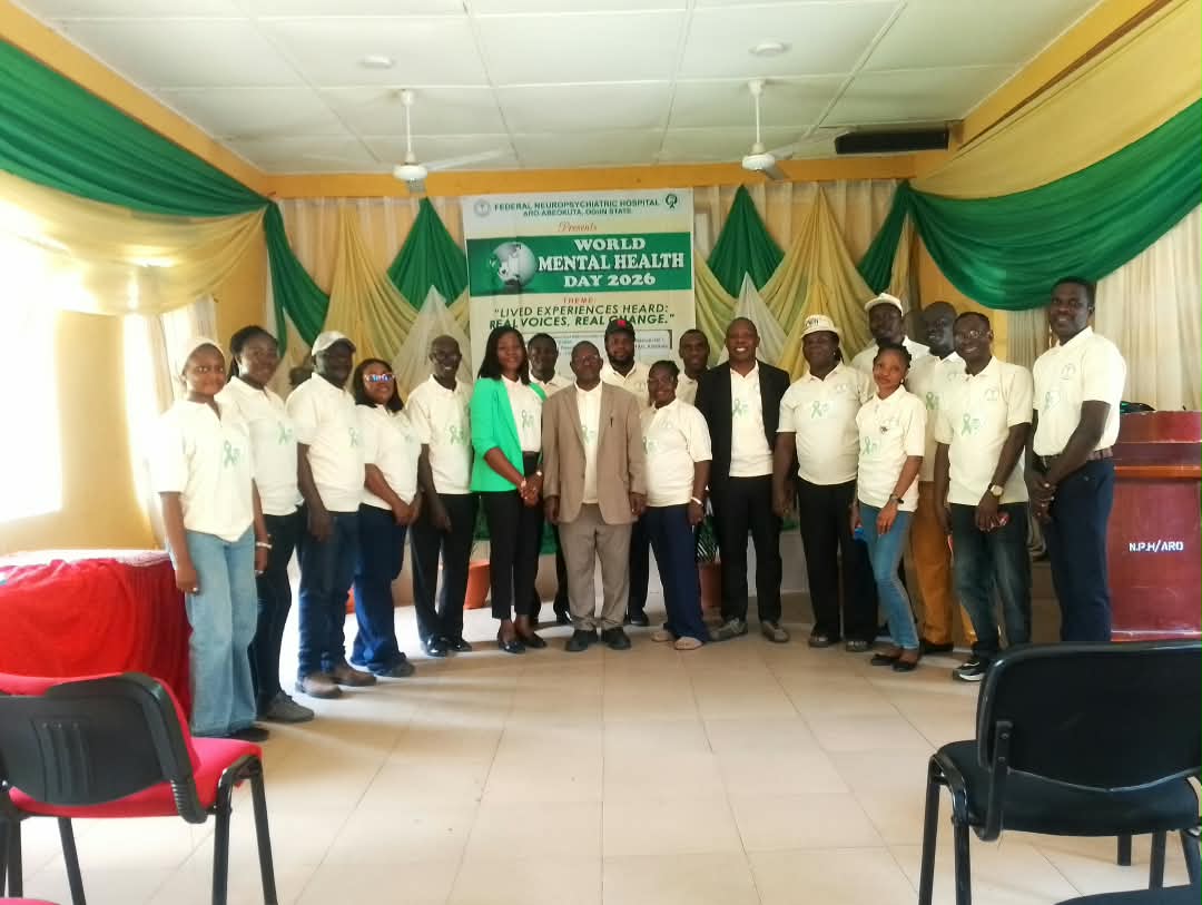DR SUNDAY AMOSU ACTING PROVOST WITH THE ENTIRE FEDERAL NEURO PSYCHIATRIC HOSPITAL ARO COMMUNITY CELEBRATE YEAR 2026 WORLD MENTAL HEALTH WEEK 